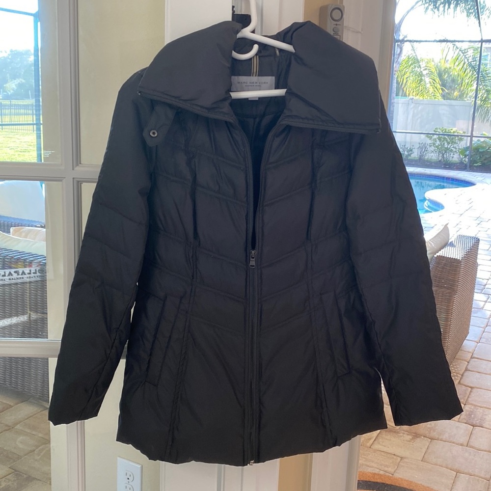 Dark grey puffer coat